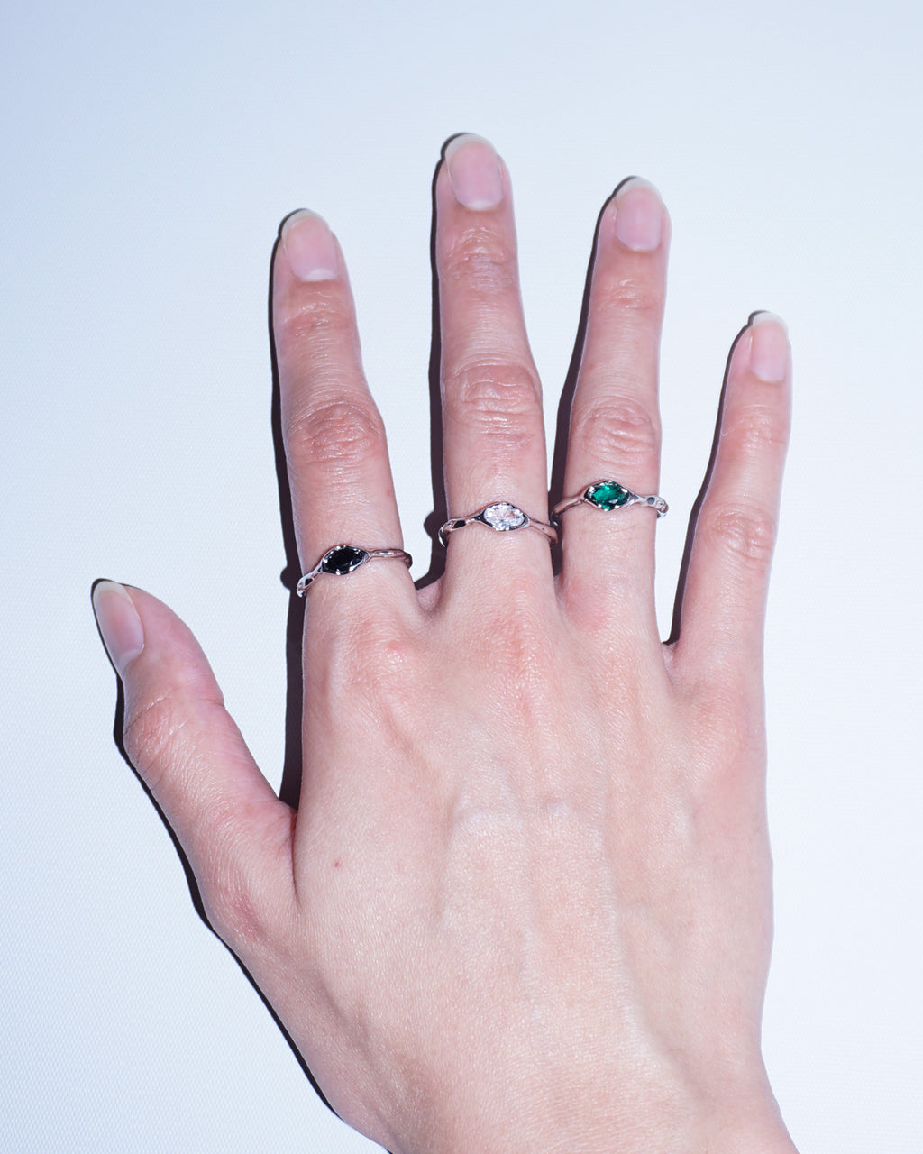 Hose Black White Green Ring - Hand Model - Worn Front View